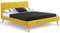 IDMarket – skandinavisches Doppelbett Oslo Polsterbett Möbel 140 x 190 cm, Stoff gelb Curry