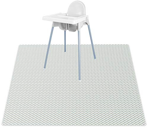 Vicloon Hochstuhl Bodenmatte, 135 x 135 cm Hochstuhl Spritzschutzmatte mit Wellenmuster, Waschbar, Faltbar, Wasserdicht, Spill Mat, Babyspielmatte für Kinder, Baby, Kleinkind Fütterung