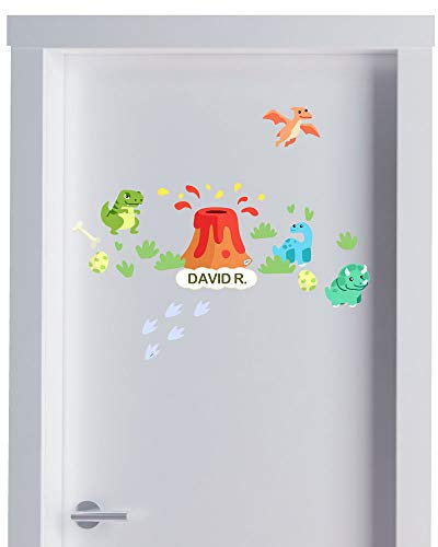 Pegatinas con Nombre para Puertas. Adhesivo personalizado para habitación infantil, decoración de dormitorio para niños y bebés. Vinilo autoadhesivo con divertidos dibujos.