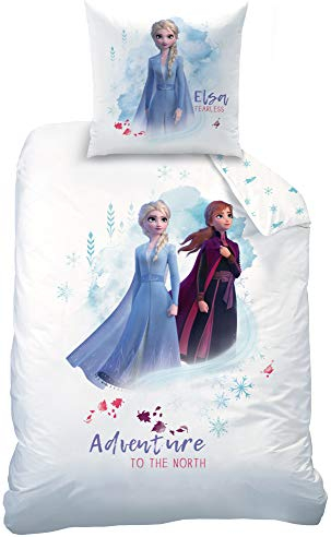 Frozen 2 Kinder-Bettwäsche Die Eiskönigin Nature 135 x 200 cm + 80 x 80 cm 100% Baumwolle Linon-Renforce-Qualität Kristoff Anna ELSA Olaf Arendelle Disney mit Reißverschluss Deutsche Größe