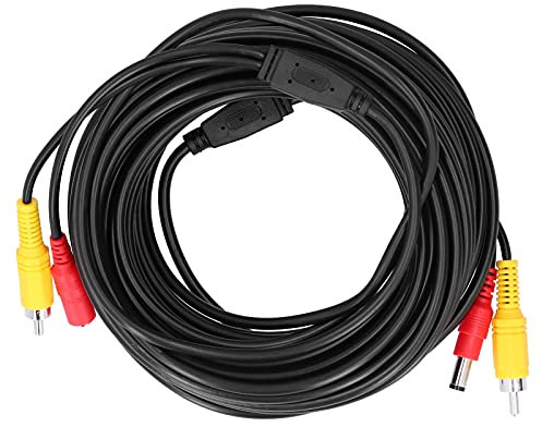 Dioche Portable CCTV Cable, 2-In-1 Video Power Cord, +DC Connector, for Surveillance Camera Security System DVD Player (20m)