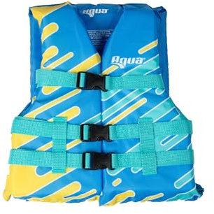 Oceans 7 US Coast Guard Approved Kids Life Jacket, 50-90 lbs -Type III Personal Flotation Device, Flexible-Fit Open-Sided Design – Seafoam Blue