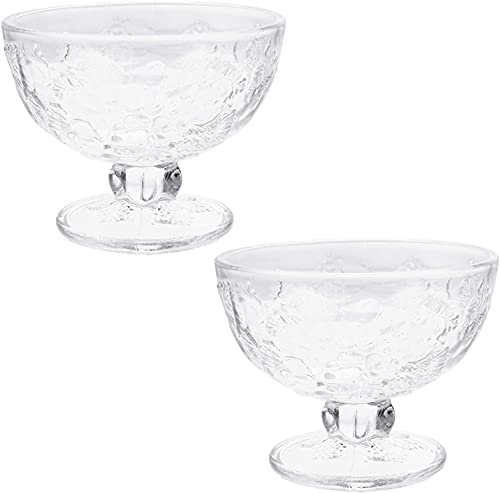 ZHANGDONG Bol Japonais Bol Enfant Cul de Poule saladier Plastique 2 pièces Tasses à Dessert sur Pied Tasses en Verre à crème glacée Claire Bols de Service sur Pied pour Salade de Fruits pa