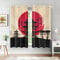 SDOTPMT 66x160cm Temple du Japon rétro Rideau de la fenêtre Soleil Rouge Bâtiment Asiatique Asie Paysage Thème Ukiyo-E Traitement de fenêtre Isolation Thermique Rideau Chambre, 2 Panneaux