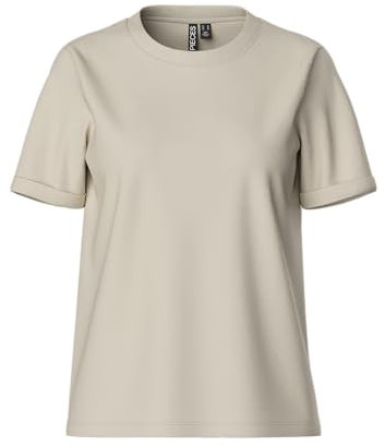 PIECES Pcria Ss Fold Up Solid Tee Noos Bc Femme T-shirt, Bouleau, L