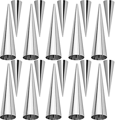 Corne Pâtisserie en Acier Inoxydable, FantasyDay Lot de 20 Moules à Cornets Pain Tube Croissant - Cannoli Moule pour Croissants, Douilles Pâtisserie, Gâteau, Moule à Pain