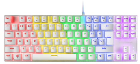 Mars Gaming MK80 Weiß, Mechanische Gaming Tastatur TKL FRGB, Antighosting, Switch Mechanischer Blau, US Sprache