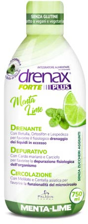 Drenax Forte Plus Menta e Lime Integratore Drenante, Depurativo e per la circolazione confezione 750ml, Gusto Menta Lime