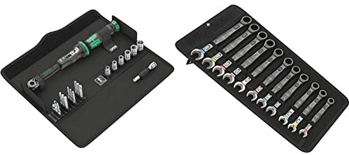 Wera Click-Torque A 6 Set 1 Adjustable Torque Wrench Set, 1/4 Hex Drive, 2.5-25 Nm, 20pc, 05130110001 & Joker Combination Ratchet Spanner Set Metric, 11pc, 05020013001