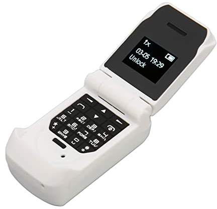 Flip Cell Phone for Seniors, 0.66 Inch OLED Screen, 32MB 64MB, 300mAh Battery, Bluetooth Mini Smallest Flip Mobile Phone Unlocked (White)