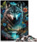 SIBREA Puzzle für Erwachsene, Mandala-Dschungel-Wolf, 1000-teiliges Holzpuzzle, Abstrakt Natur, Rätsel, 1000 Teile, 1 Set, 50x75 cm, ab 12 Jahren