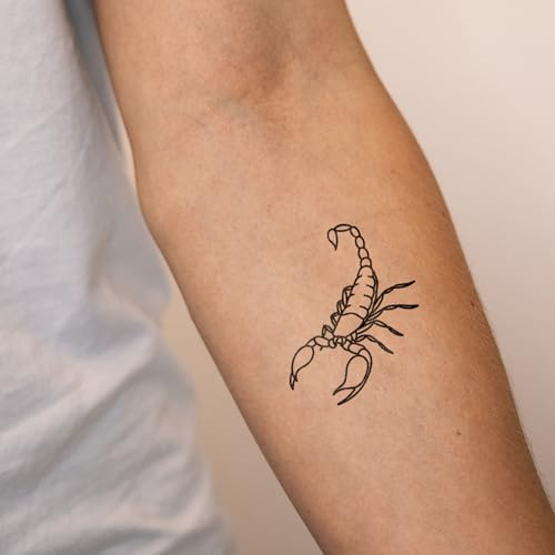 Inkster® Scorpion Tattoo, Temporary Tattoo with EU Cosmetic Certification, Waterproof + Vegan, Revolutionary 2-Week Tattoo, Fake Tattoos and Adhesive Tattoos for Adults