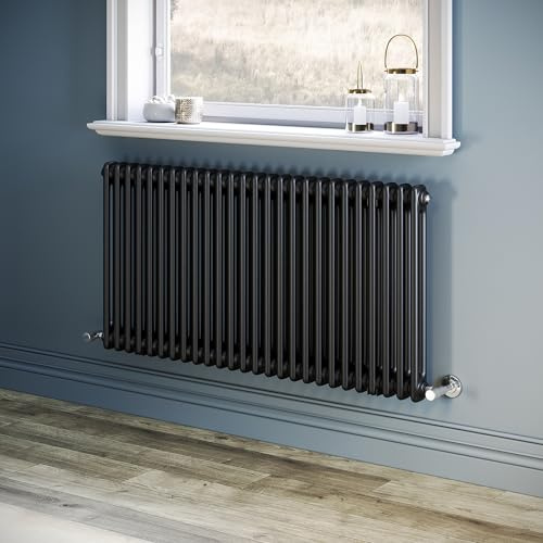 ELEGANT Radiator Traditional Column Style 600 x 1190 mm Horizontal Designer Radiator Cast Iron Black Double Column