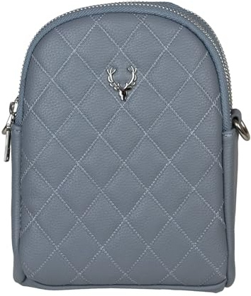 Trachtenland Damen Trachtentasche „Emma“ – Dirndl Umhängetasche mit Hirsch Applikation – kleine Handtasche aus Kunstleder mit Rautensteppung – 2 Fächer & verstellbarer Gurt