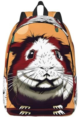 DRTGEDS Rucksack mit Meerschweinchen-Muster, leicht, mit 1 Hauptfach, Schulter-Rucksack, Handgepäck, Schwarz, Medium