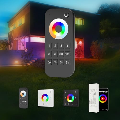HEXIM 12-48V LED Controller & Fernbendienung - Smart Home & Phone Sprachsteuerung Alexa Google Assistant (modellabhängig) - (RT10-4 Zonen CCT Fernbedienung)