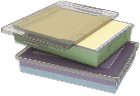 Lifewit 2 Pack 5L Mehrzweck-Aufbewahrungsbox mit Deckel, Aufbewahrungsbox Flach, Dokumentenbox A4, Kunststoffbox für Papier, Bastelarbeiten, Bauklötze, Werkzeug; Büro/Kinderzimmer/Klassenzimmer