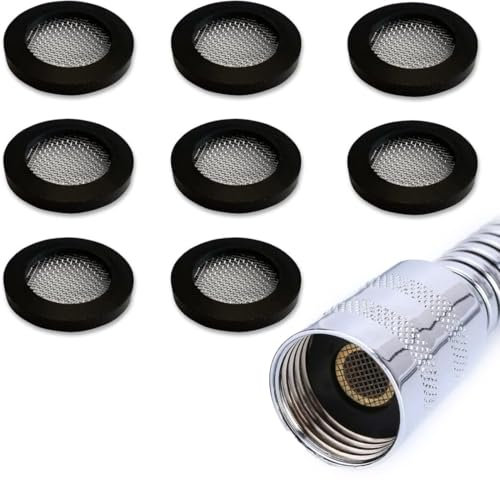 Paquete de 8 discos de goma, junta con rejilla, 24,5 x 16 mm Ø para conexión roscada de manguera de entrada de 3/4