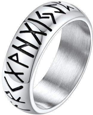 Supcare Edelstahl Ring Herren Viking Luhn Rune Ring für Männer Fingerring Verlobungsring Men Ring Wikinger Schmuck Siegelring Bandring Vintage Statement Ringe Runenring Modeshcmuck für Ehemann