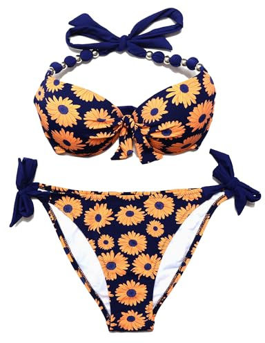 EONAR Femme Ensembles Deux Pieces Push-up Soutiens-Gorge Rembourrés à Armature(XXL,JH)