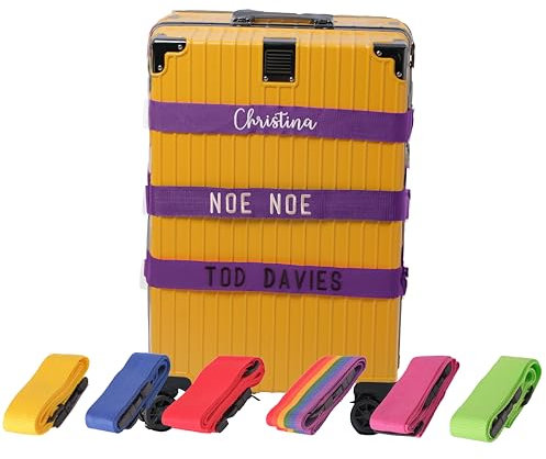 Personalisierter bestickter Gepäckgurt – individueller Name, monogrammierter Koffergurt für sichere Reisen, einfache Gepäckidentifizierung,Geschenk für Vielflieger und Reiseliebhaber (Schwarz)