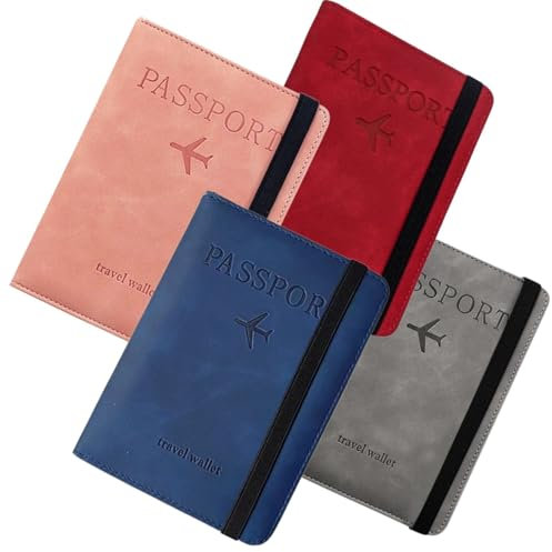 PAGAMADU 4u Étui passeport pour passeport de voyage durable avec blocage RFID Cuir PU Porte-documents Voyage Accessoires pour homme et femme, multicolore, pequeño, Contemporain