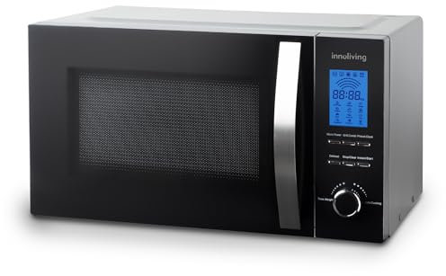 Innoliving Forno a Microonde 23 Litri INN-862S, 800W con Grill, 5 Livelli di Potenza, Funzione Scongelamento, Timer 60 Minuti, Design Elegante in Acciaio, Perfetto per Riscaldare, Cuocere e Scongelare