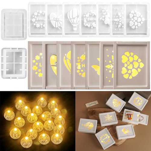 TZEKING Moldes de silicona de conejo de Pascua,9 Piezas Molde de silicona para velas+20 Piezas Mini Luces de Globo LED,Moldes de Conejo,Conejo de Pascua,Para Hacer Adornos De Pascua
