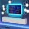 KZNGK TV Schrank Hängend, Fernsehtisch Lowboard Hochglanz mit LED-Leuchten,16 Farben Können Eingestellt Werden, Griffloses Design, TV-Regal Tisch Board mit 2 Staufächern,175 x 32 x 30cm (Weiß)