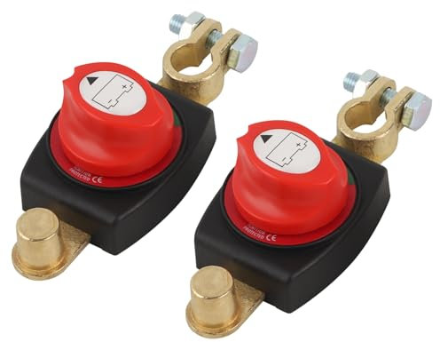 2 Pack Battery Disconnect Switch, 12V-48V Battery Power Cut Kill Switch Disconnect Isolator On/Off Connecting on Negative Terminal for Automotive Car Marine Boat RV Truck