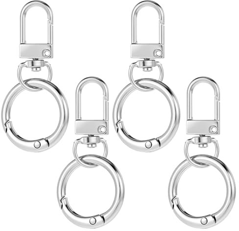 HJZHII Double Opening Swivel Clasp Clips, Metal Swivel Spring Snap Heavy Duty Push Hook Snap Jewelry Clasps Keychain Ring Hooks for Purses DIY Crafts Jewelry Clasps Lanyard Making(Silver)