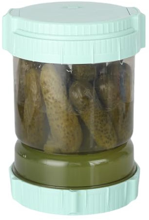 VINATO Bote para Aceitunas con Escurridor Capovolteable | Recipiente Encurtidos Hermético, Almacenaje Cocina | 1.5L (Aceitunas, Jalapeños)