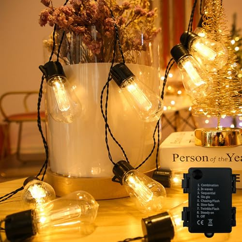 Kaleora LED Lichterkette, 5M 10 LED Glühbirnen Lichterkette Batteriebetrieben, IP44 Wasserdicht, Bruchsicher Glühbirnen Lichterketten für Innen und Außen, Garten, Terrasse, Balkon, Partys