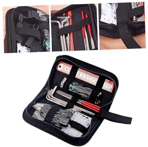 Komplettes Gitarrenreparatur Werkzeugset R212 mit Tragetasche | Pflege Werkzeugset für Setup und Wartung, Metallausführung in Schwarz, Passend für Mandoline und Bass