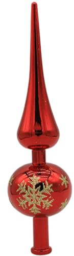 Gcroet Christmas Tree Topper Plastic Vintage Tree Topper Finials 9 Inch Decorative Spherical Treetop for Holiday Home Christmas Ornaments, Red