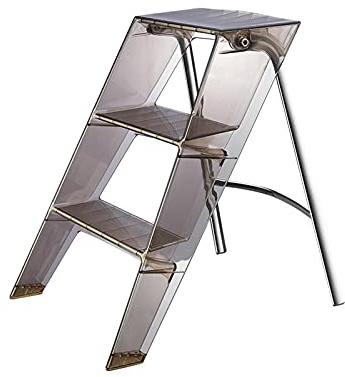 MRBVAOXVD Treppenlettern, Multi Use Tragbare Klappstufenleiter Mit 3 Schritten Plattform Ideal Für Büro Pflanzentöpfe Anzeige Transparented Orange Farbe/Grau