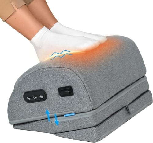 COMFIER Ergonomische Fußstütze für Schreibtisch mit Vibration und Wärme | 3 Vibrationsstufen & 2 Wärmestufen, höhenverstellbarer Fußwärmer mit Memory-Schaum für Büro, Gaming & Homeoffice