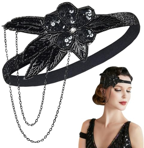 YUVKIN Serre-tête style années 1920, bandeau vintage à plumes et cristal, Accessoire de fête Gatsby pour femme, accessoire annee 20 et déguisement charleston femme, tenue des années 20