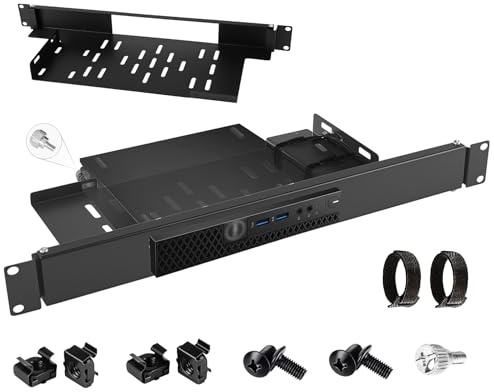 Mini-Rack-Halterung für Dell OptiPlex Micro-Formfaktorgehäuse – 1U Schwerlast-Serverregal mit Scharnierschrauben, hochfester Stahl Dell Mini PC-Halterung für 48,3 cm (19 Zoll) Schrank