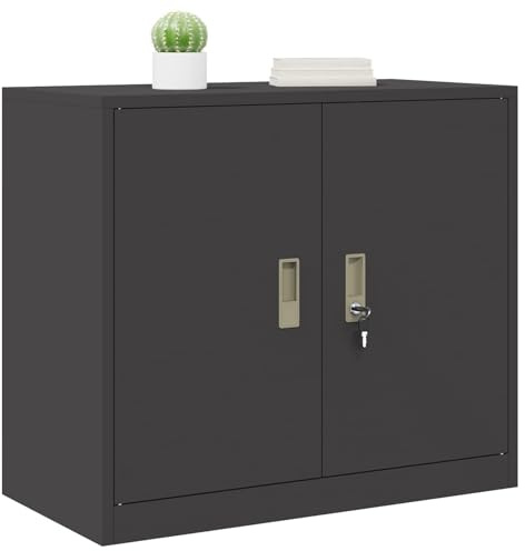 vidaXL Aufbewahrungsschrank Schwarz 80 x 40 x 70 cm Stahl, Modernes Büro, Rechteckiger Stahl Aufbewahrungsschrank, Abschließbar, Viel Platz, Robuste Lösung