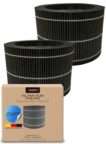 Comedes 2 Filter für Philips Luftbefeuchter & Luftreiniger [AC3420, AC3421 & Serie 3400] - Ersatz für FY3401/00 - Bis zu 99,9% weniger Bakterien, Kompatibel mit PureProtect Water