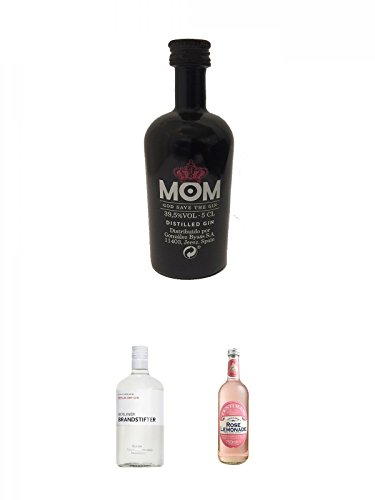 Mom God Save the Gin England 0,05 Liter Miniatur + Berliner Brandstifter Dry Gin Deutschland 0,7 Liter + Fentimans Rose Lemonade 750 ml