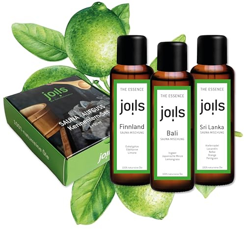 JOILS® Set Aufguss Sauna BIO – 3x100 ml Oli Essenziali 100% Naturali per Sauna, Profumo Sauna Naturale, Set Regalo