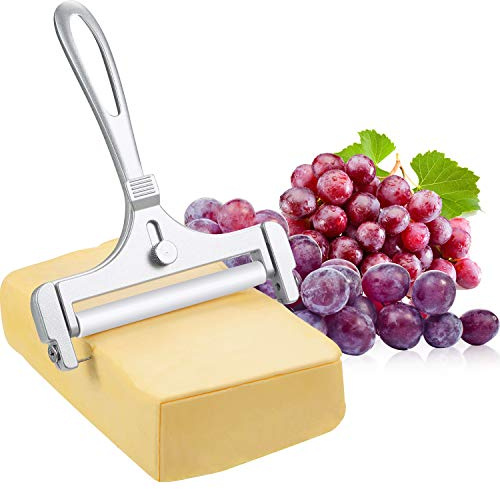 Boao Cheese Slicer with Wire Adjustable Thickness Cheese Cutter Handheld Stainless Steel for Soft Semi Thick Thin Hard Slicer for Kitchen Cooking Tools(Silver)