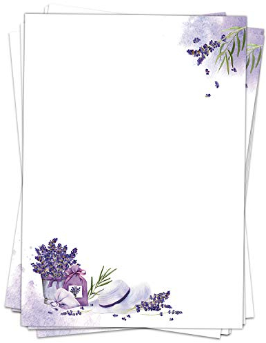 50 Blatt Briefpapier (A4) | Lavendel Provence | Motivpapier | edles Design Papier | beidseitig bedruckt | Bastelpapier | 90 g/m²