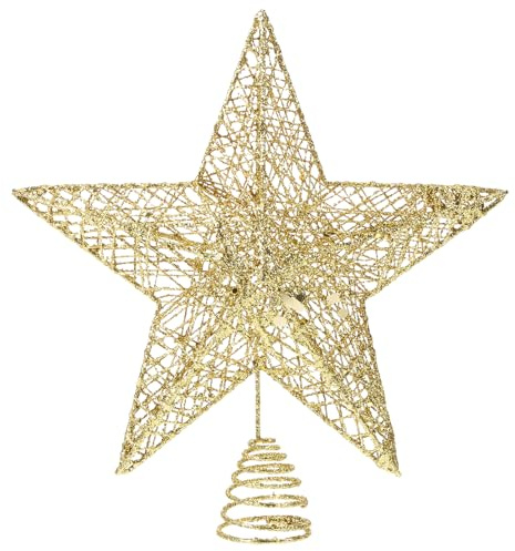 Doitool Stella Per Albero Di Natale Puntale Oro Ferro 27 X 25 X 7.5 Cm | Oro, Ferro, Design Scavato Con Motivo a , Facile Da Installare Sulla Cima Dell'Albero