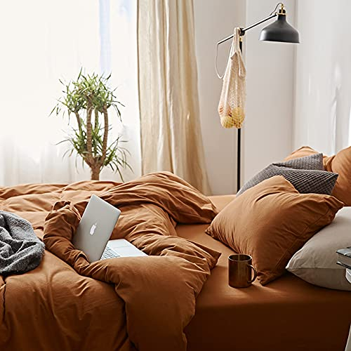 Lanqinglv Bettwäsche 200x220cm Karamell Braun Microfaser Bettwäscheset Uni Unifarben Doppelbett Bettbezug mit Reißverschluss und 2 Kissenbezüge 80x80 cm - Romantisch und Elegant