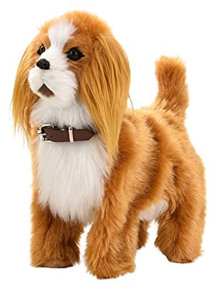 Interactive Electronic Dog Toy, Electronic Pet Dog Toy with Tail Wagging, Walking & Barking Plush Animal Toy, Realistic Walking Robot Toy Dog for Boys Girls Kids