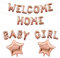 Fechy Welcome Home Baby Girl Banner Ballon mit Stern Folienballon für Herzlich Willkommen Zuhause Baby Mädchen Familie Partei Babyparty Girl Luftballons Dekoration (Roségold)