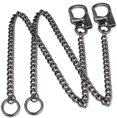 Ahiller Herren-Geldbörsenkette, Heavy Duty Schlüsselkette [Karabiner aus Legierung, Edelstahlkette], geeignet für Jeans, Brieftaschen, Taschen (2, Grau-T)